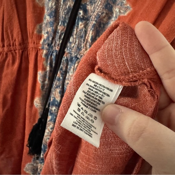 Free People L Wildest Moment Lace Up Tunic Bohemian Indie Rust Festival - Picture 11 of 15